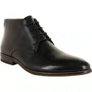 [10EE]Florsheim Baldwin  Black Leather Men Plain Toe Chukka Boots